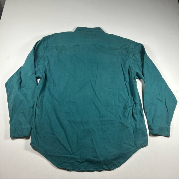 Vintage Levis Shirt Mens XL Teal Denim Jean Metal Button Up Red Tab Work 90s - Picture 7 of 7